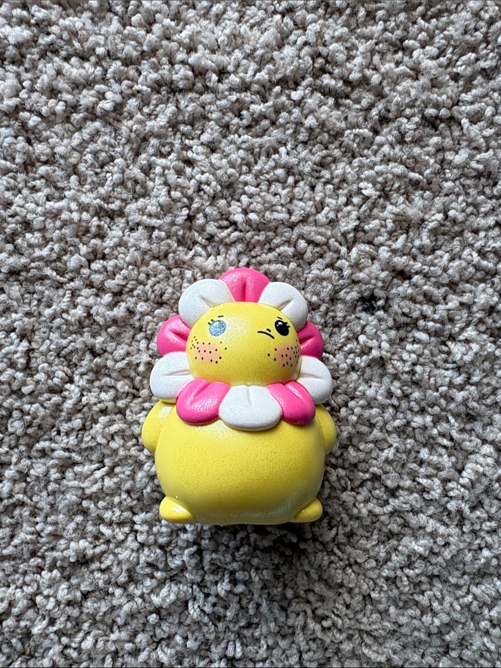 Yellow Flower Plush Squishy Toy with Pink & White Petals